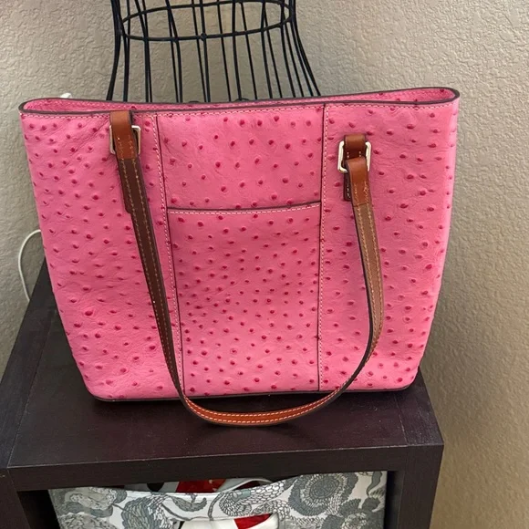 Dooney & Bourke Pink Ostrich-Embossed Tote - Picture 2 of 5